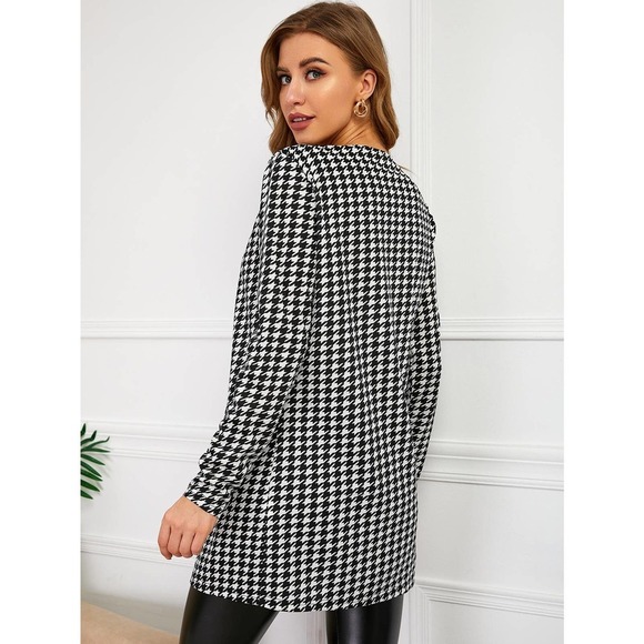Plazacore Houndstooth Pattern Open Front Coat blazer black - Picture 2 of 5